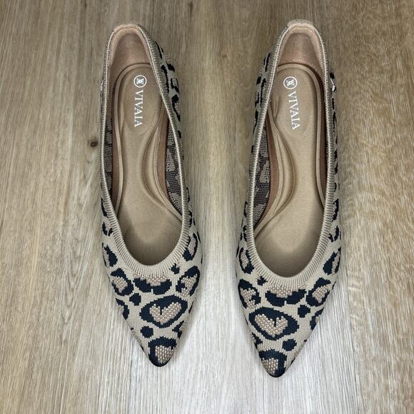 Vivaia Women 6.5 EU 37.5 Stella Heels Kitten Pointed Leopard Sustainable Comfort - Picture 3 of 8